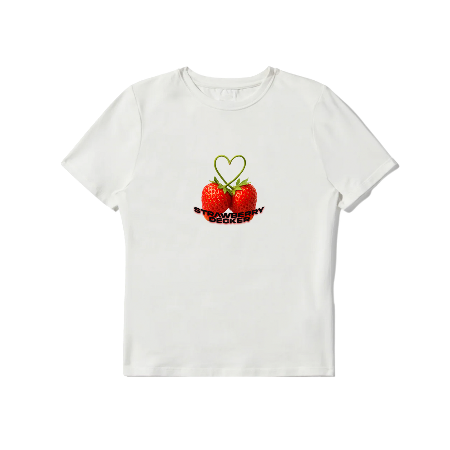 Strawberry Decker Baby Tee - White