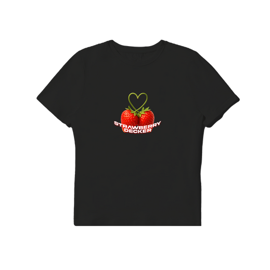 Strawberry Decker Baby Tee - Black